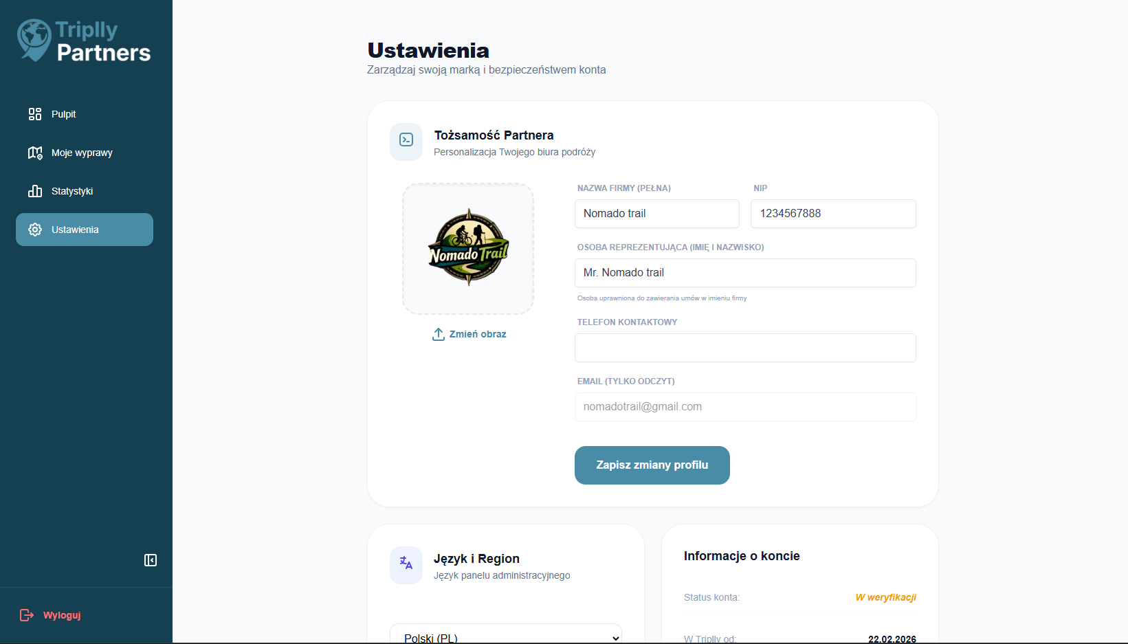 Ustawienia profilu